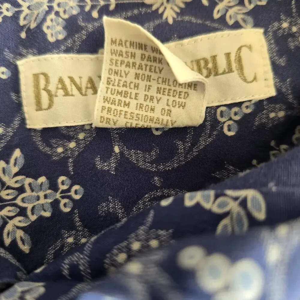 Vintage Banana Republic Floral Printed Shirt Cotton Office Work Men Medium